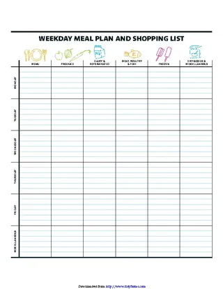 Weekday Meal Plan And Shopping List