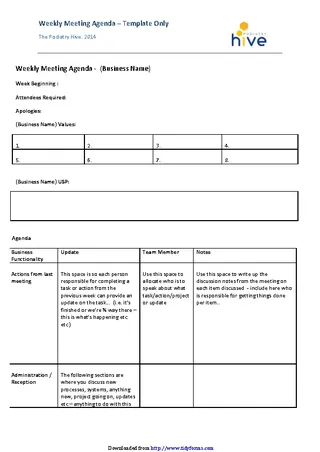 Forms Weekly Agenda Template