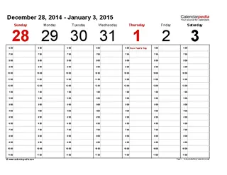 Forms Weekly Calendar 2015 Landscape Time Management