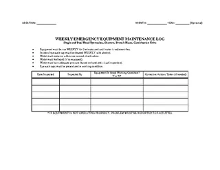 Forms Weekly Emergency Equipment Maintenance Log Template