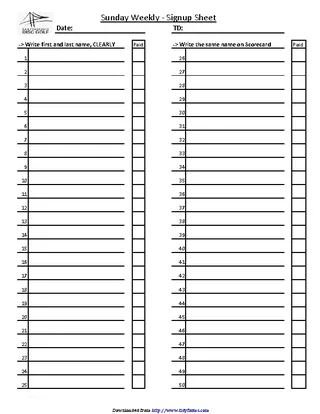 Forms Weekly Sign Up Sheet Template