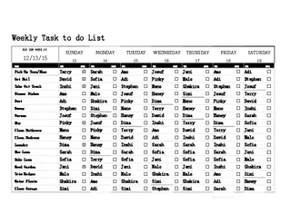 Weekly Work Task To Do List Template