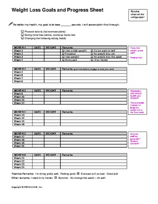 Forms Weight Loss Tracking Sheet