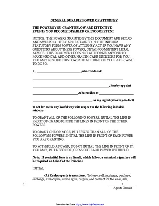 West Virginia General Durable Power Of Attorney Form