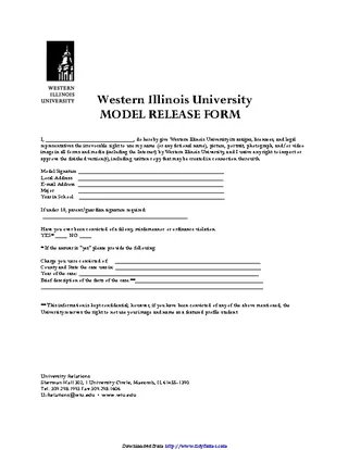 Forms Western Illinois University Model Release Form