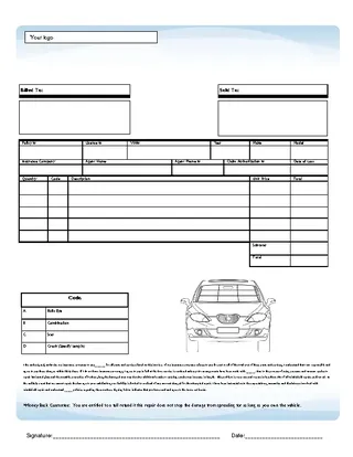 Forms Windshield Invoice Repair Template