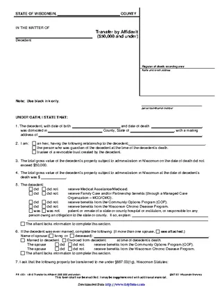 Forms Wisconsin Affidavit Of Transfer