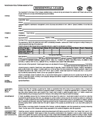 Forms Wisconsin Association Of Realtors Residential Lease 1
