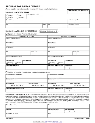 Forms Wisconsin Direct Deposit Form 2