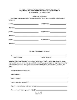 Forms Wisconsin Minor Child Power Of Attorney Form