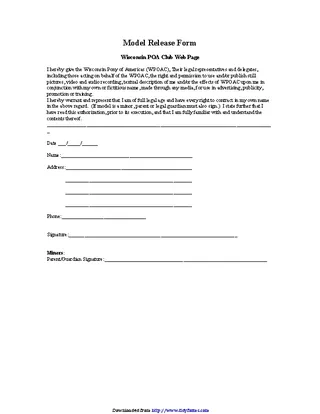 Forms Wisconsin Model Release Form 1