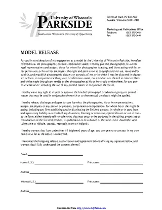 Forms Wisconsin Model Release Form 4