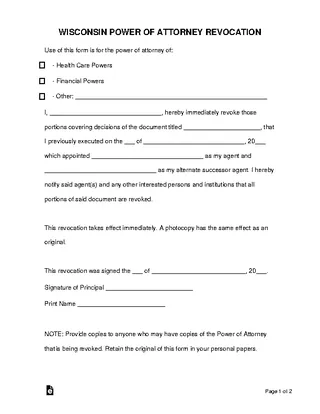 Forms Wisconsin Power Of Attorney Revocation Form