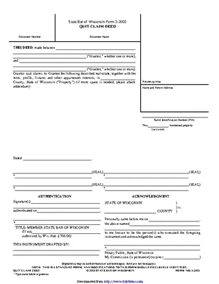 Forms Wisconsin Quitclaim Deed Form 1