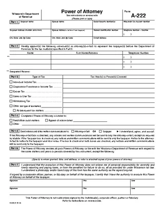 Forms Wisconsin Tax Power Of Attorney A222