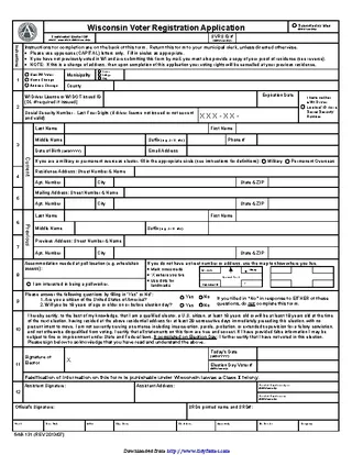 Forms Wisconsin Voter Registration Application