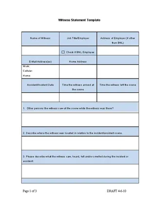 Forms Witness Statement Template Free Download