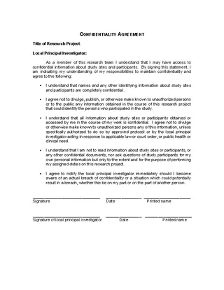 Forms Word Confidentiality Agreement Template