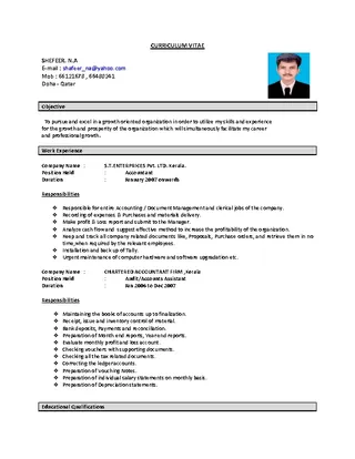 Forms Word Format Charted Accountant Resume