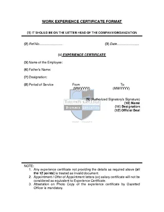 Forms Work Experience Certificate Template2