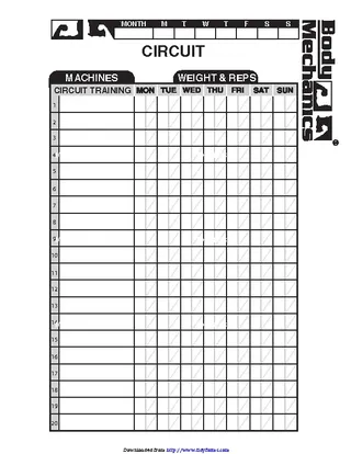 Work Out Charts Template