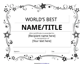 Forms Worlds Best Award Certificate