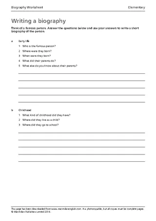 Writing A Biography Template