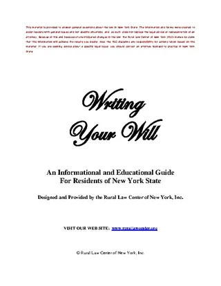 Forms Writing Your Will Guide For New York Residents