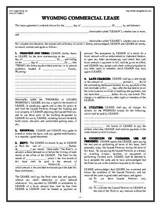 Wyoming Commercial Lease Form