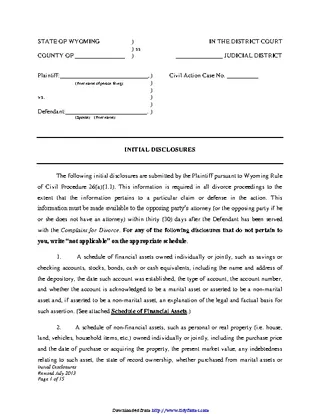 Forms Wyoming Initial Disclosures Form