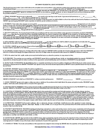 Forms Wyoming Residential Lease Agreement