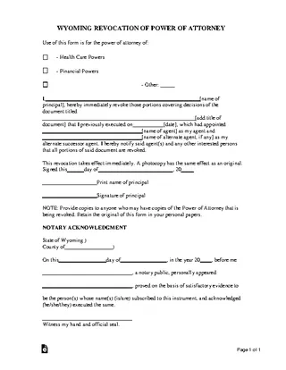 Forms Wyoming Revocation Of Power Of Attorney Form