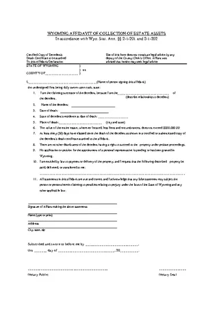 Forms Wyoming Small Estate Affidavit Form