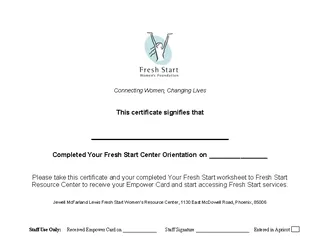 Forms Your Fresh Start Online Certificate Template