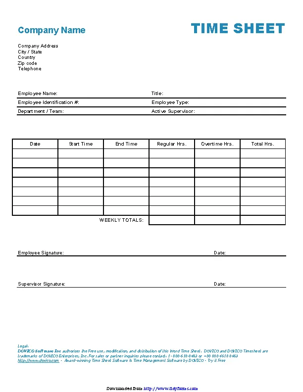 Time Sheets Templates - Pdfsimpli