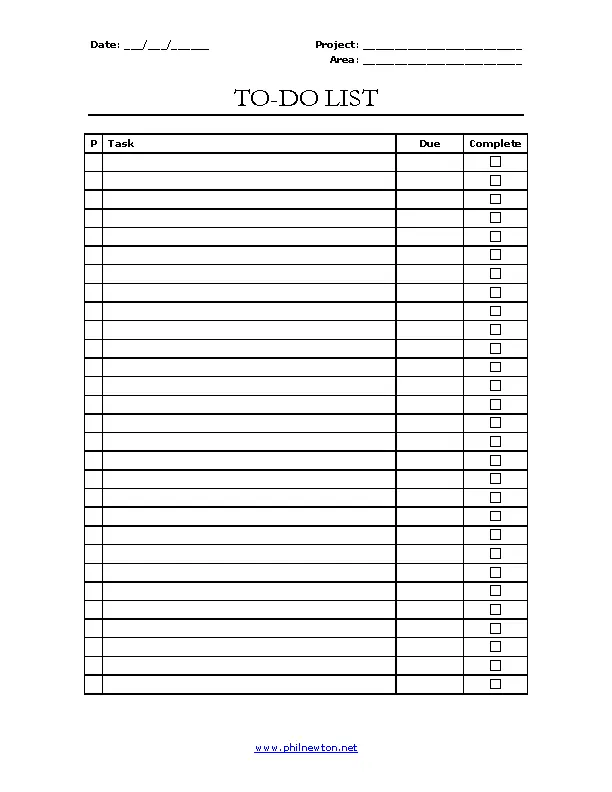 To Do Checklist Template - PDFSimpli