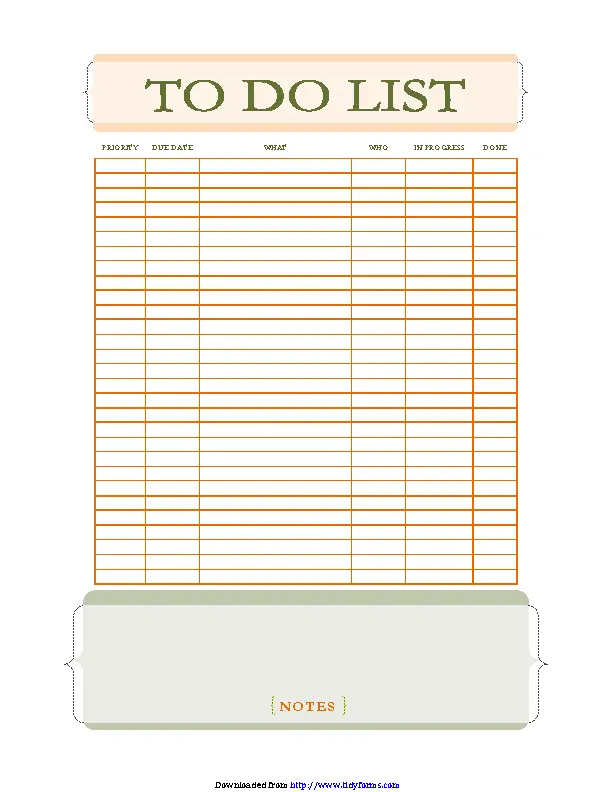 To Do List With Notes