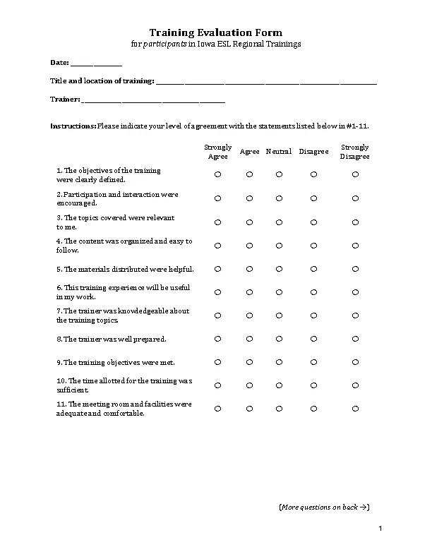 Training Evaluation Template - PDFSimpli