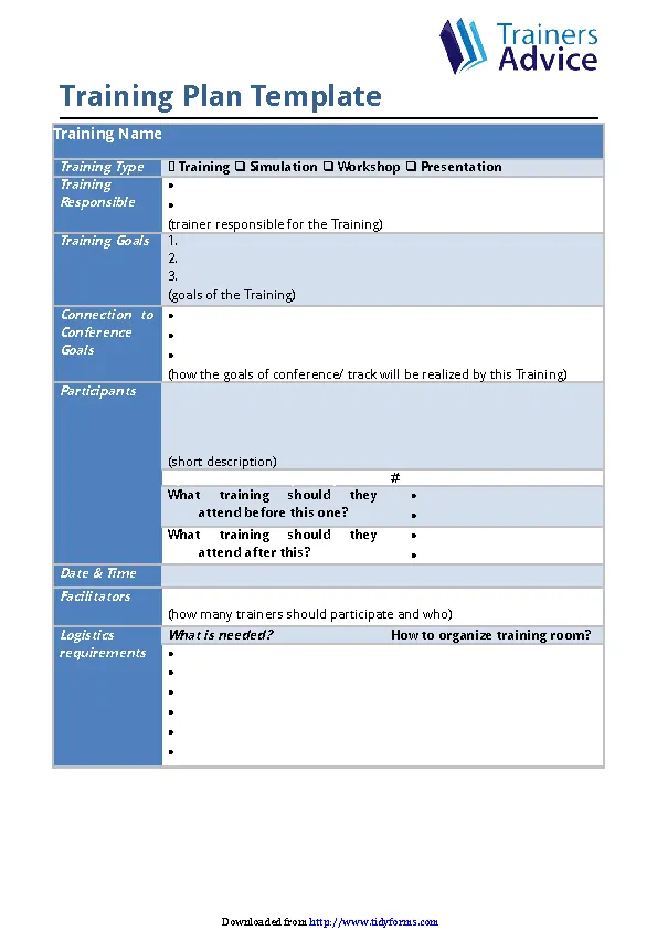 Training Plan Template 1 - PDFSimpli