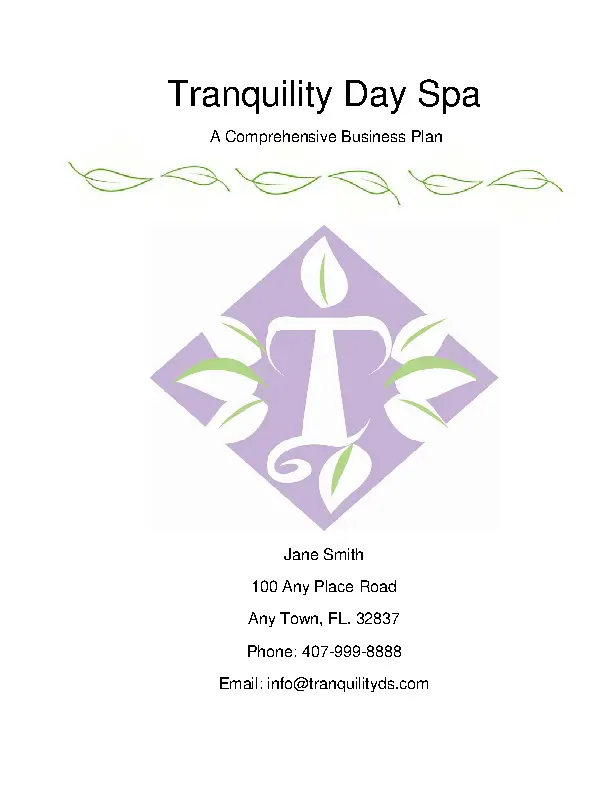 Tranquility Day Spa Plan