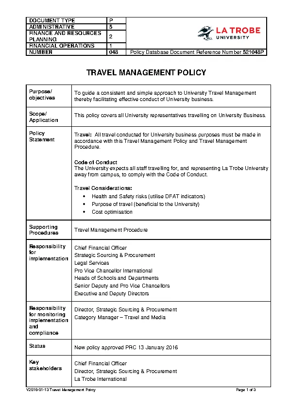 Travel Management Policy Template