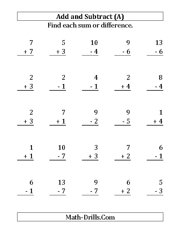Two Digit Addition And Subtraction Worksheet Template With Answers