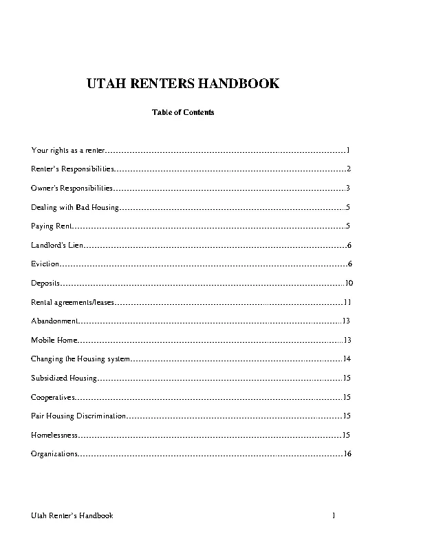 Utah Renters Handbook
