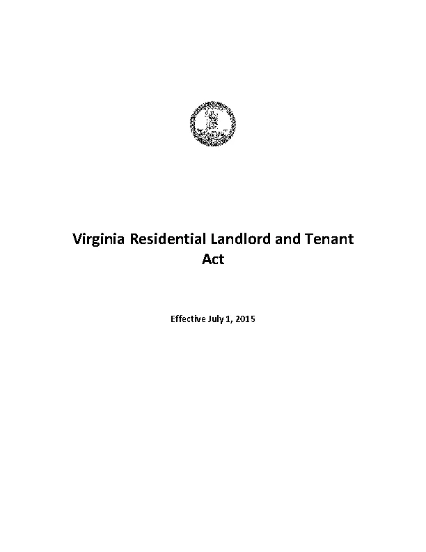 Virginia Residential Landlord And Tenant Act 2015