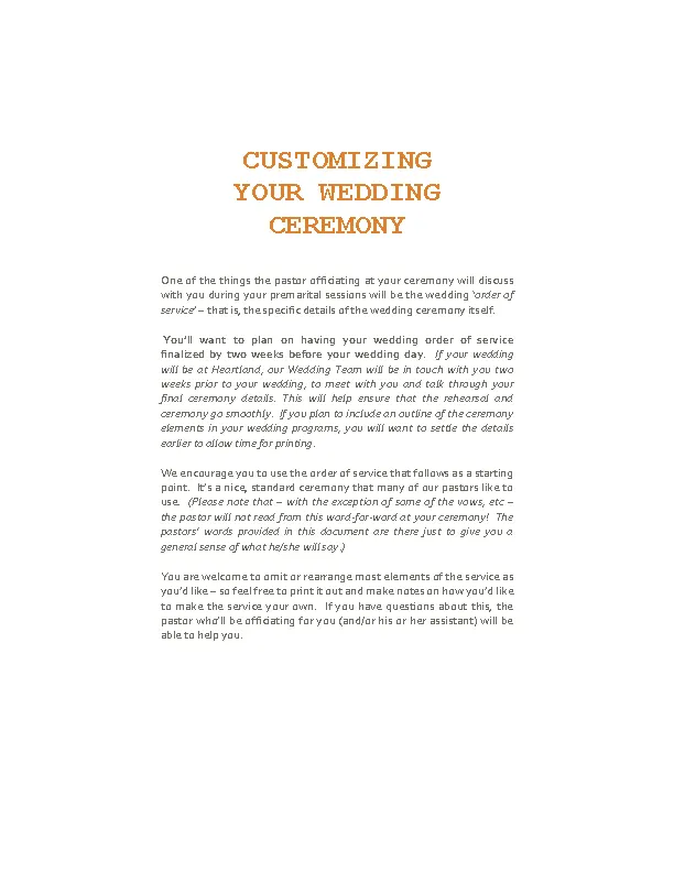 Wedding Order Of Service Template