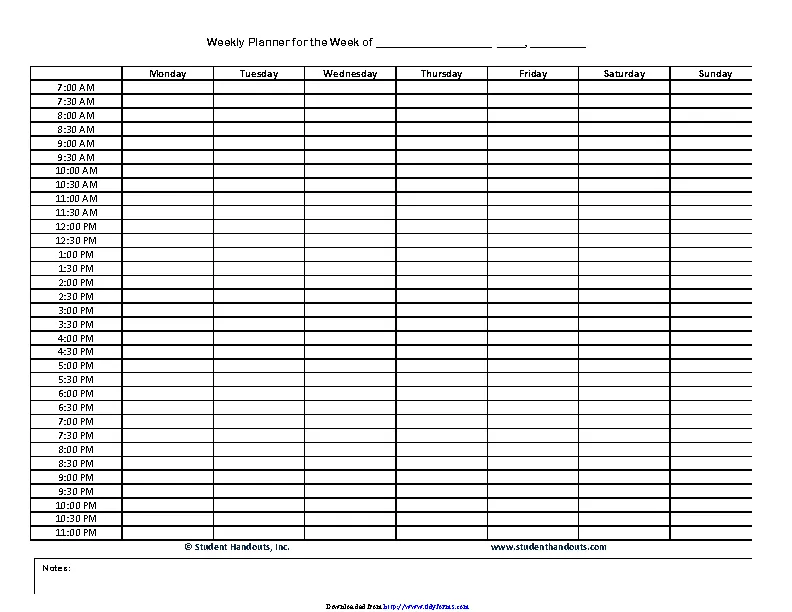 Weekly Hourly Planner - PDFSimpli