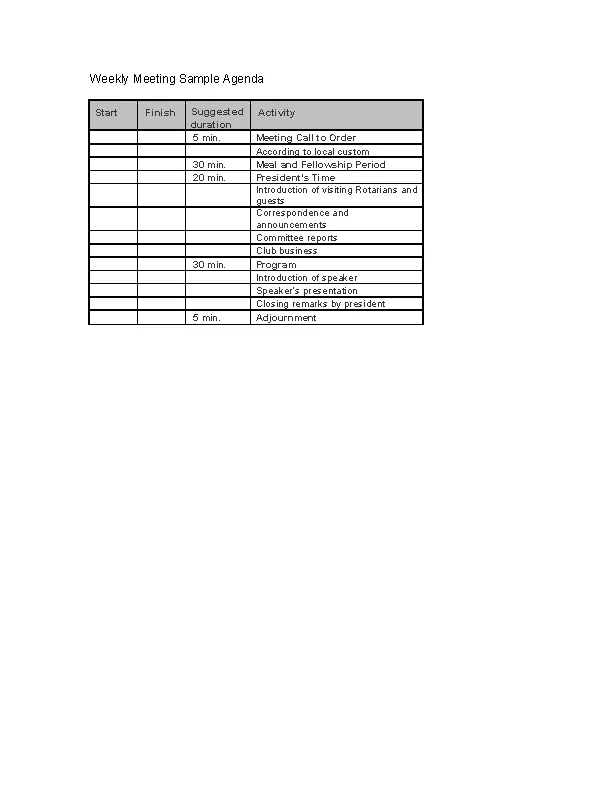 Weekly Meeting Sample Agenda