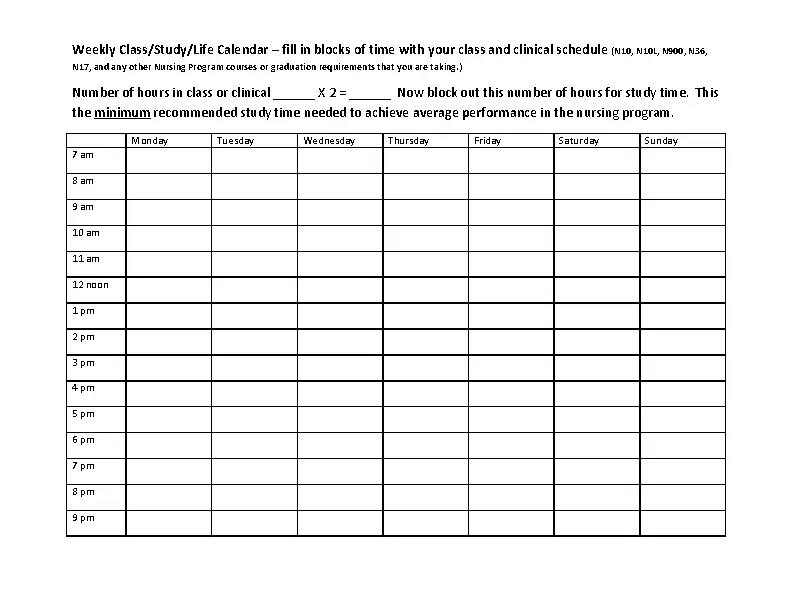 Weekly School Schedule Template Blank In Word Format PDFSimpli