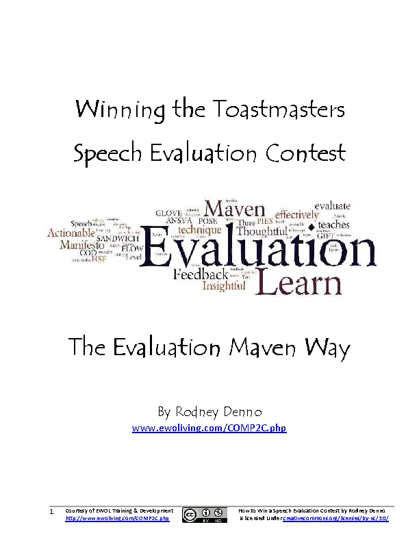 Winning The Toastmasters Speech Evaluation Contest Pdf Download
