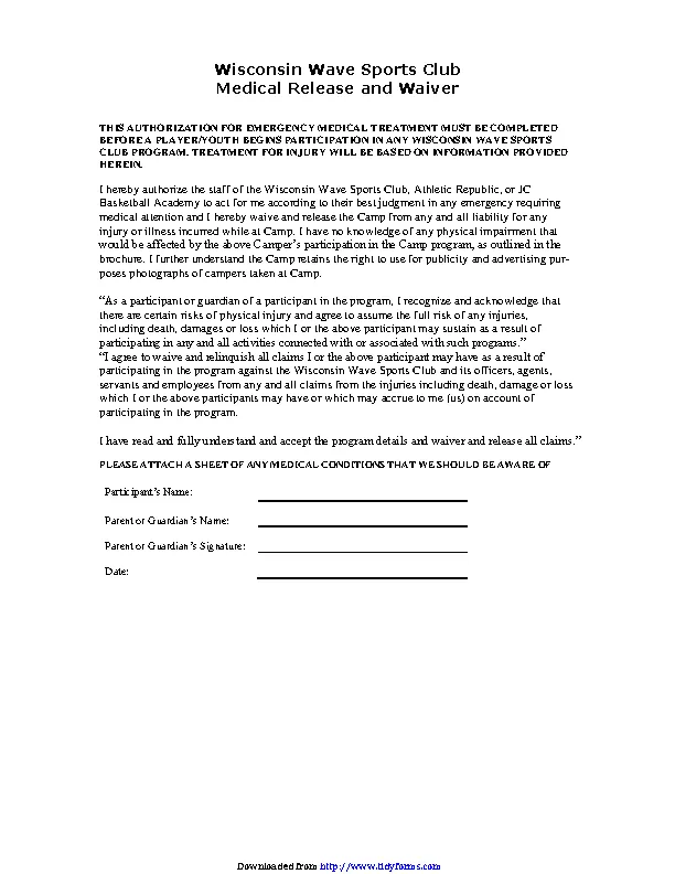 Wisconsin Medical Release Form 2